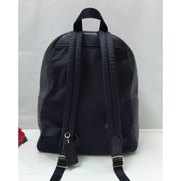 Coach Black Pebbled Leather Zipper Pocket Top Handle Backpack main image 16